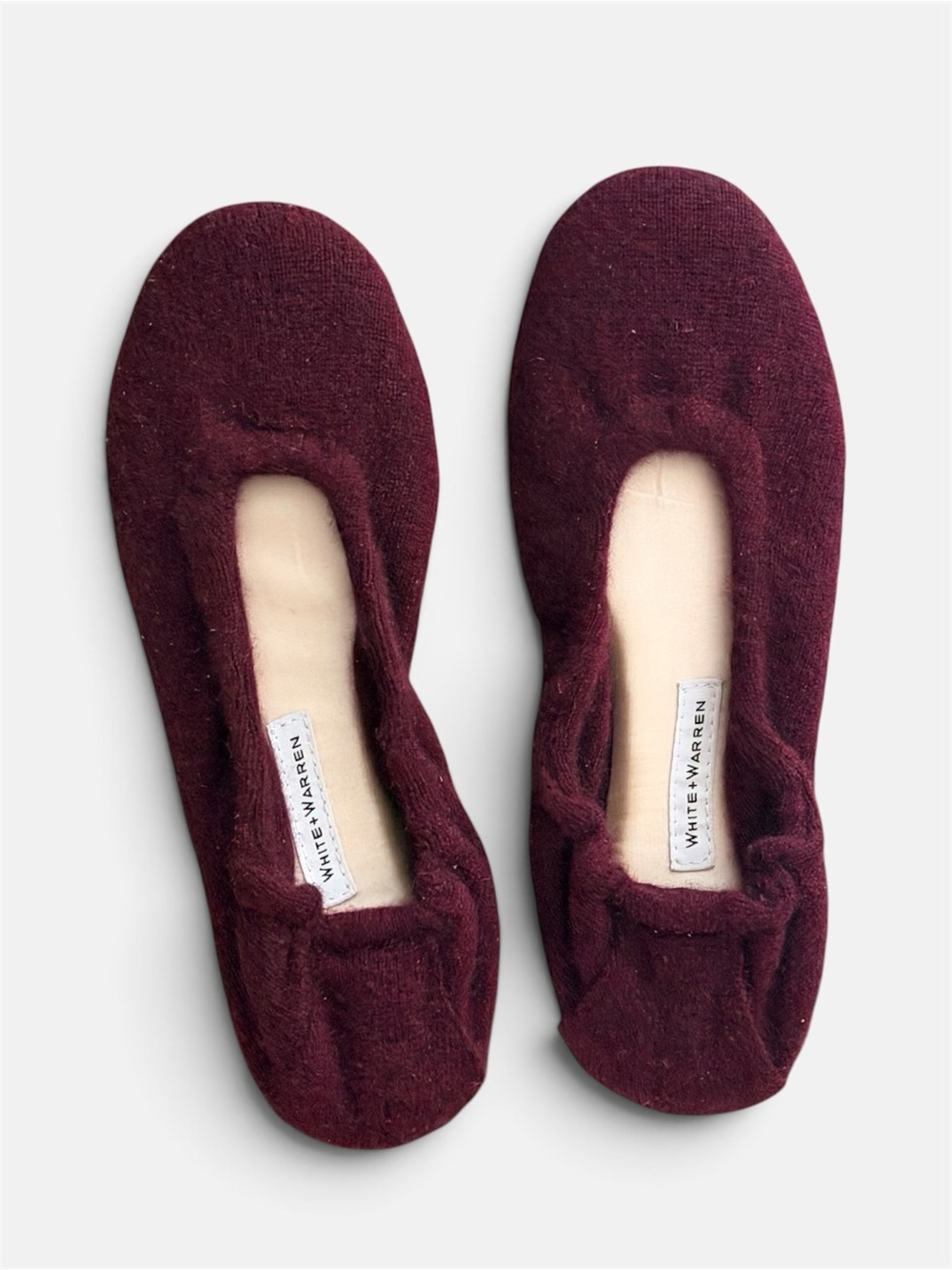 NWOT White + Warren Cashmere Ballet Slippers in Burgundy | Size M (7-8)